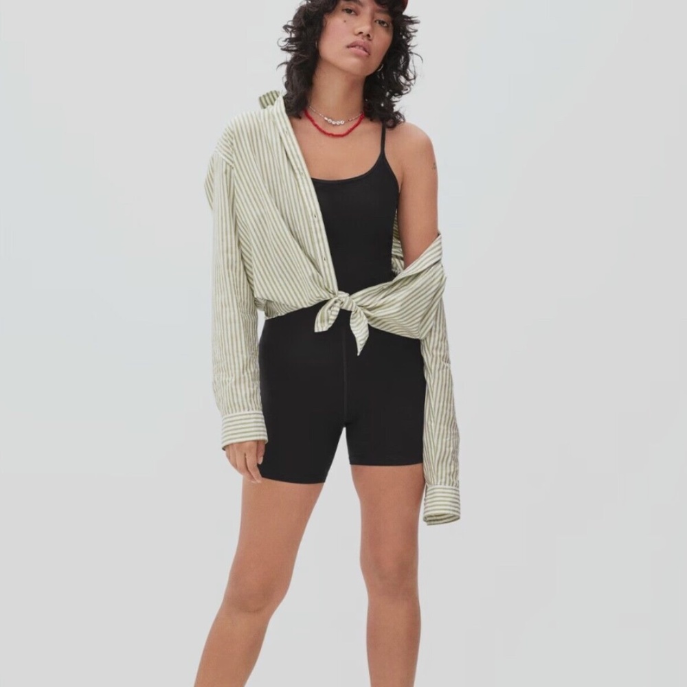 Everlane Perform Bike Unitard Black Shorts Romper Size XS